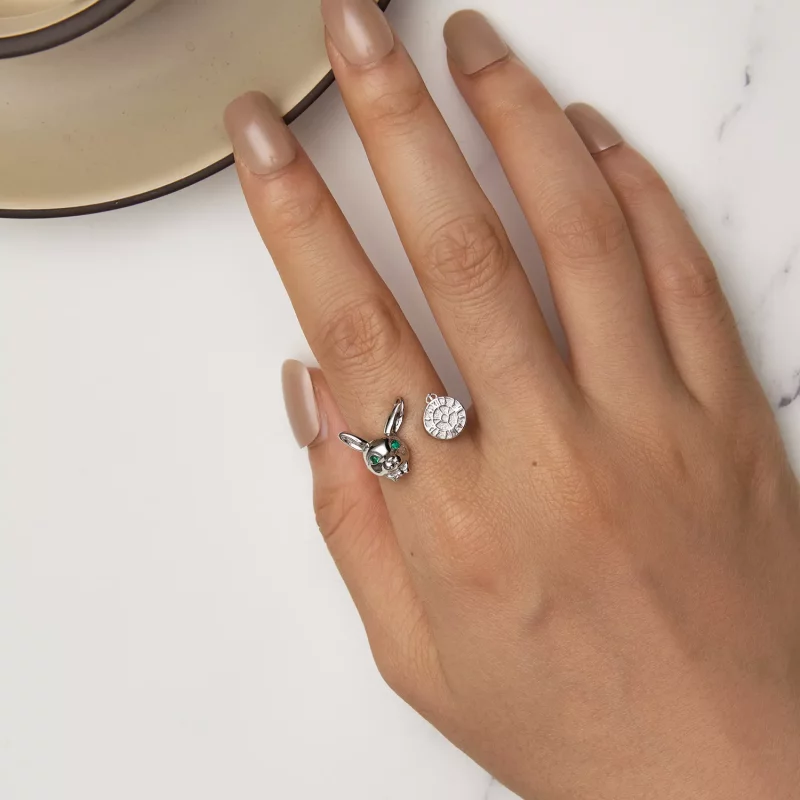 (afbeelding voor) Pandora Stijl Wit Konijn Klok Ring - SCR948-E - Bekijken 5