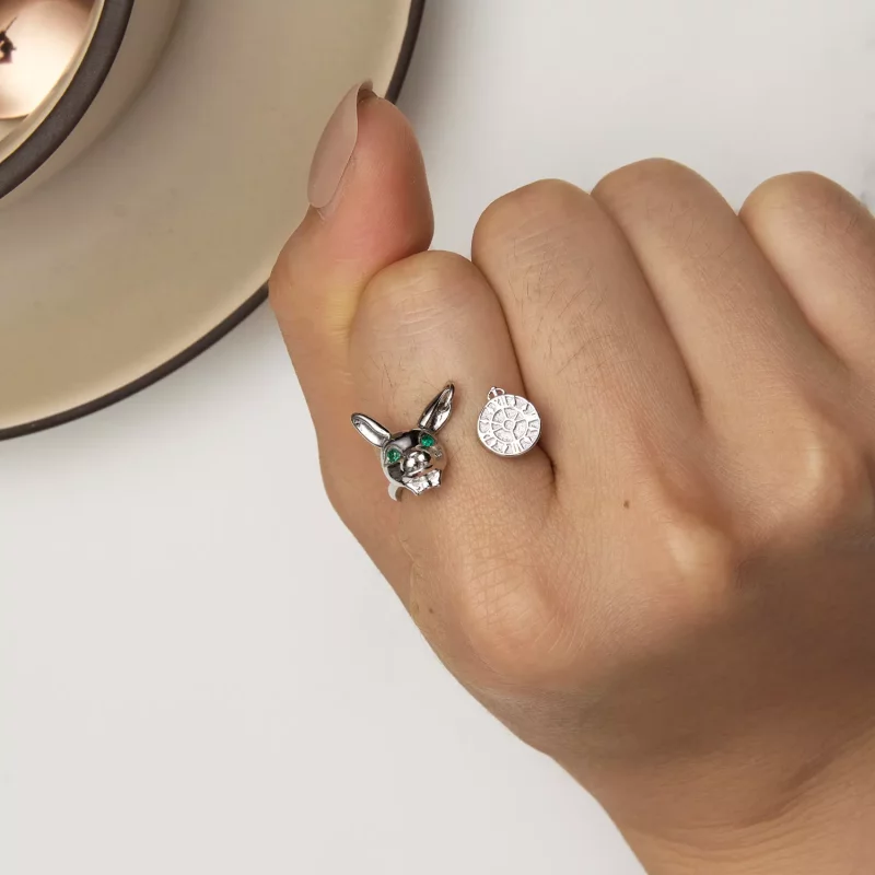 (afbeelding voor) Pandora Stijl Wit Konijn Klok Ring - SCR948-E - Bekijken 6