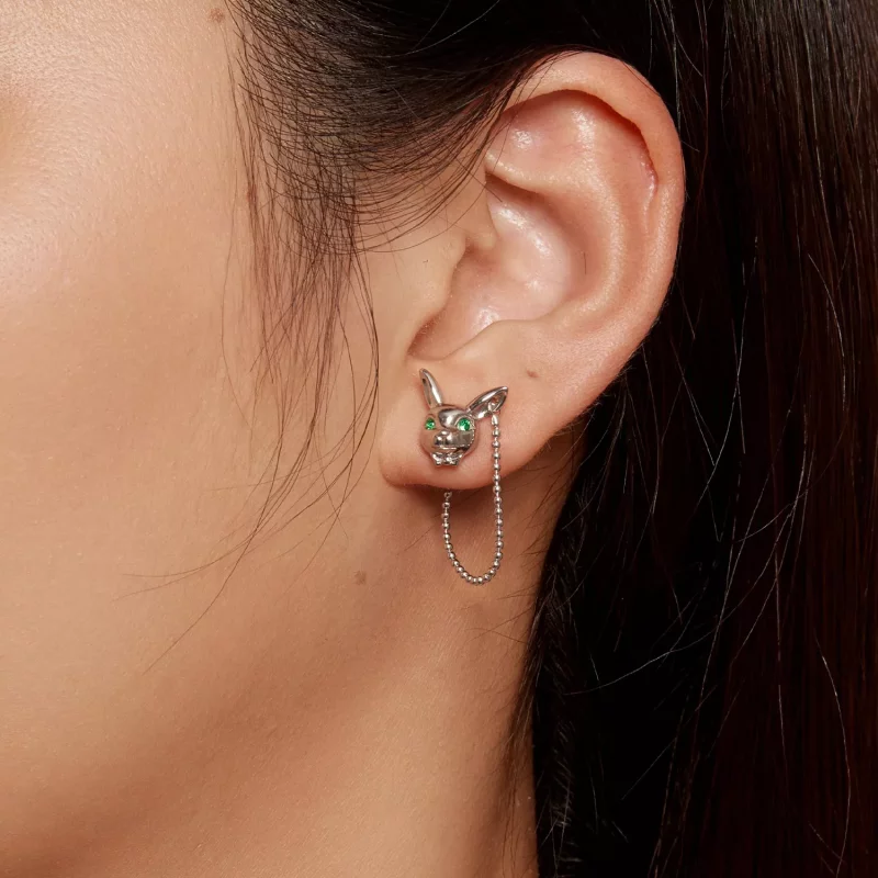 (afbeelding voor) Pandora-stijl Wit Konijnenklokje Stud Oorbellen - SCE1617 - Bekijken 5