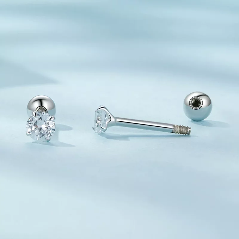 (afbeelding voor) Pandora-stijl Wit Zirkonium Stud Oorbellen - SCE1646-S - Bekijken 4