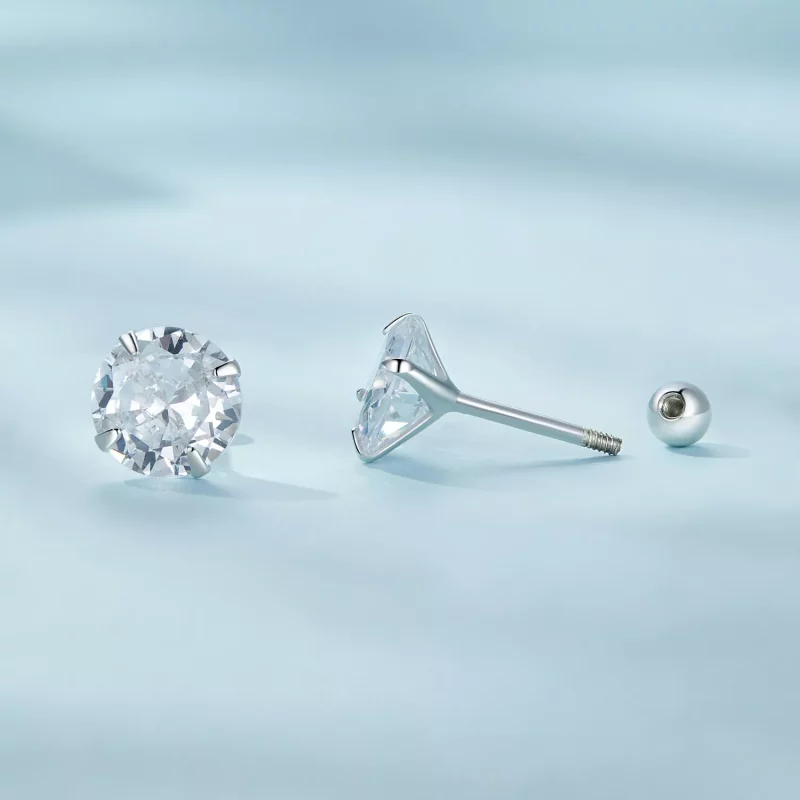 (afbeelding voor) Pandora-stijl Wit Zirkonium Studs Oorbellen - SCE1646-M - Bekijken 4