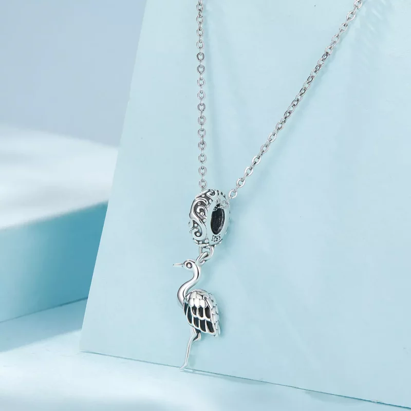 (afbeelding voor) Pandora-stijl Witte Ooievaar Hanger - SCC2635 - Bekijken 2