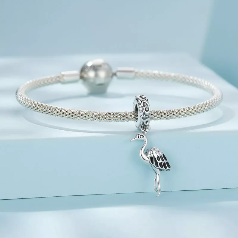 (afbeelding voor) Pandora-stijl Witte Ooievaar Hanger - SCC2635 - Bekijken 3