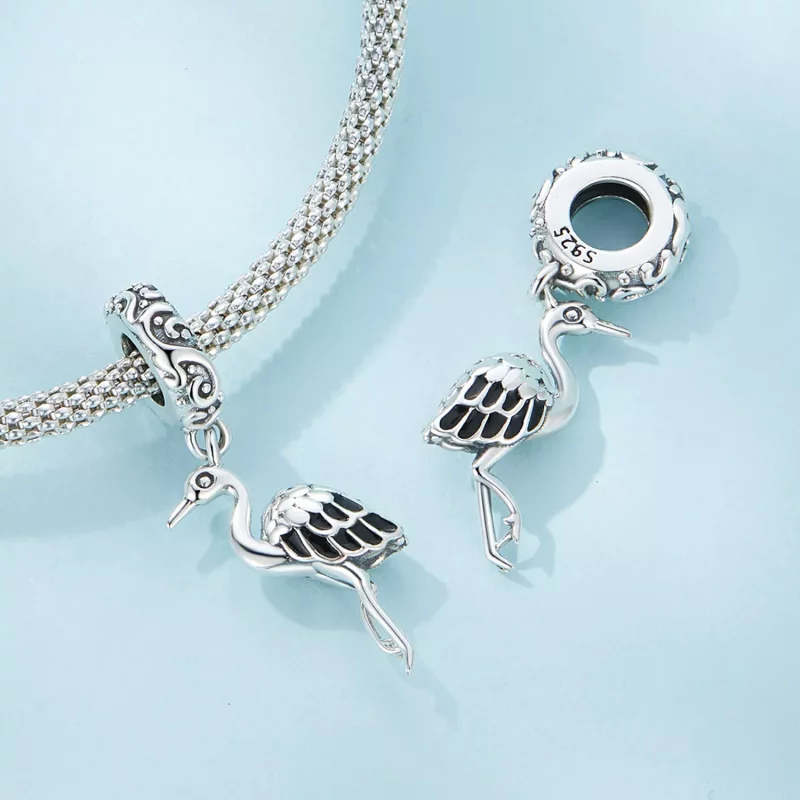 (afbeelding voor) Pandora-stijl Witte Ooievaar Hanger - SCC2635 - Bekijken 4