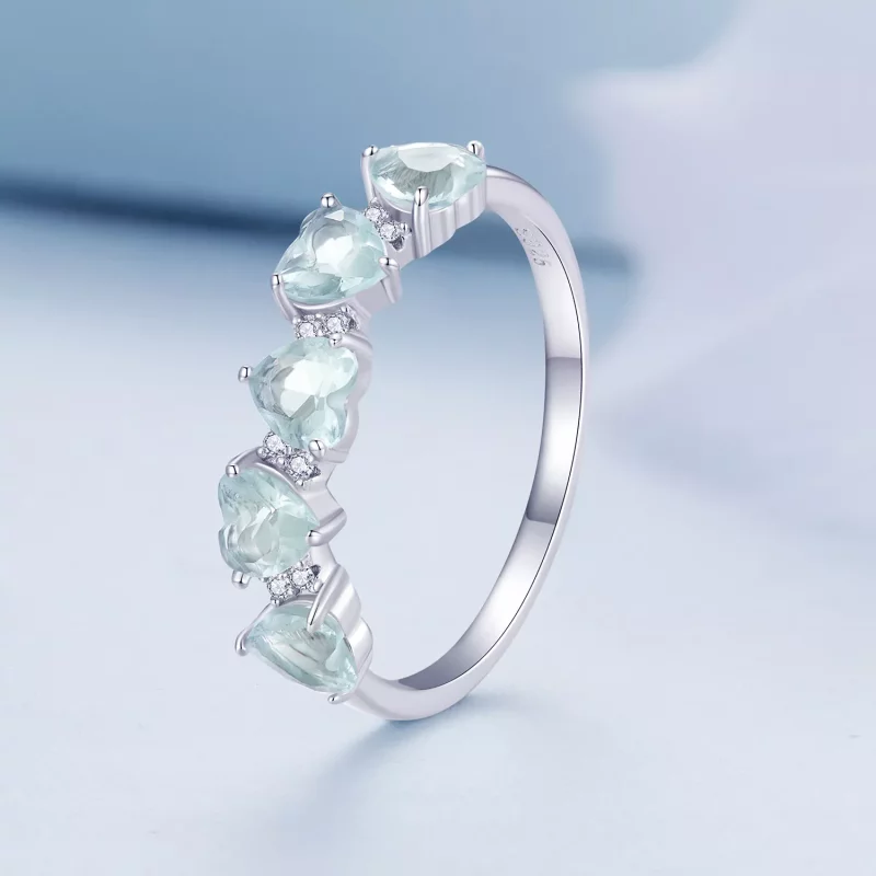 (afbeelding voor) Pandora Stijl Zeeblauwe Hart Ring - BSR406 - Bekijken 2