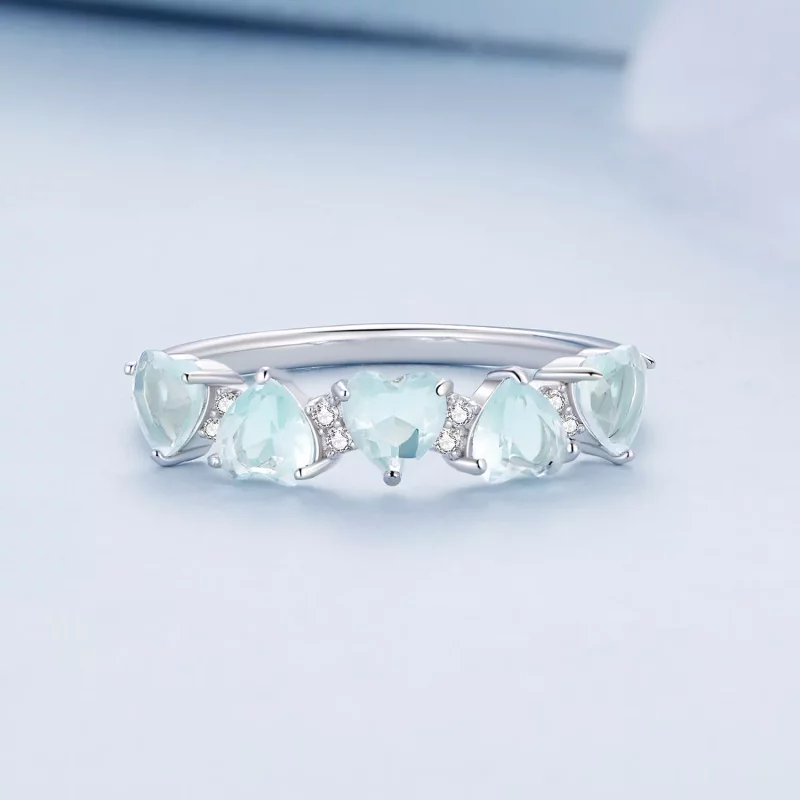 (afbeelding voor) Pandora Stijl Zeeblauwe Hart Ring - BSR406 - Bekijken 3