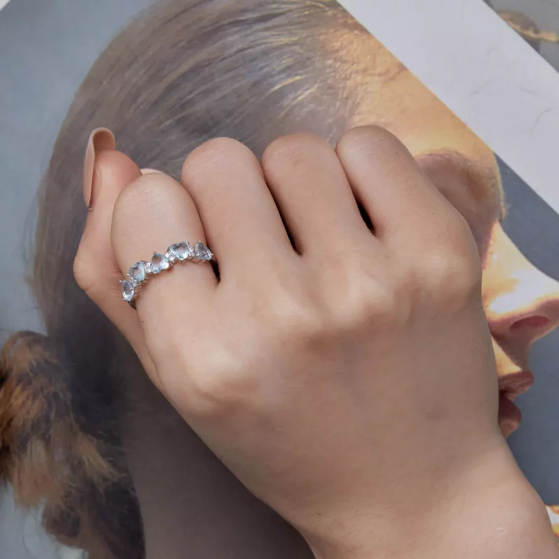 (afbeelding voor) Pandora Stijl Zeeblauwe Hart Ring - BSR406 - Bekijken 7