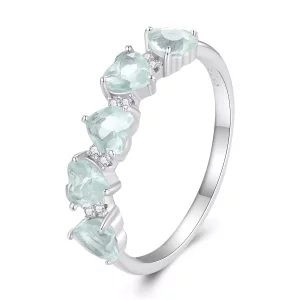 Pandora Stijl Zeeblauwe Hart Ring - BSR406 (afbeelding voor) Pandora Stijl Zeeblauwe Hart Ring - BSR406