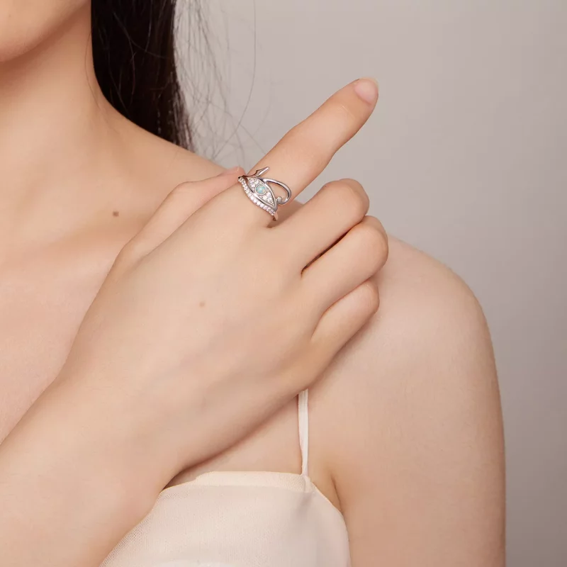 (afbeelding voor) Pandora Stijl Zircon Oog van Horus Ring - BSR403 - Bekijken 6