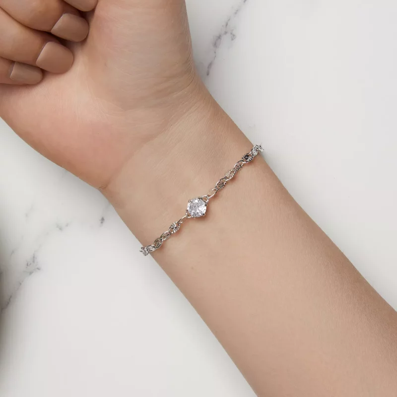 (afbeelding voor) Pandora Stijl Zirkoon Fijne Sprankelende Kettingarmband - BSB142 - Bekijken 6