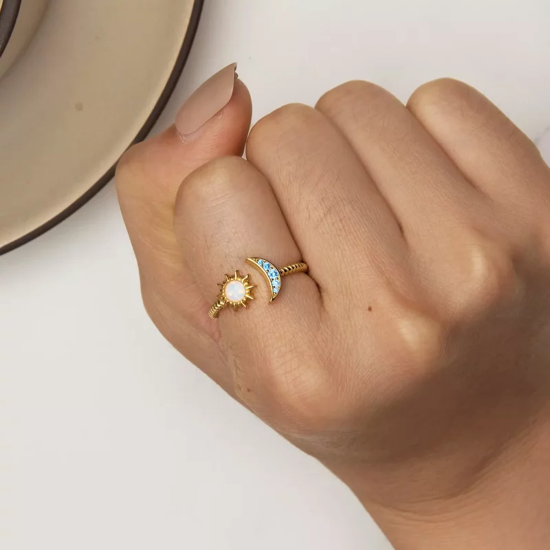 (afbeelding voor) Pandora Stijl Zon, Maan en Sterren Open Ring - SCR796-B - Bekijken 6