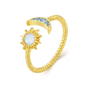 Pandora Stijl Zon, Maan en Sterren Open Ring - SCR796-B (afbeelding voor) Pandora Stijl Zon, Maan en Sterren Open Ring - SCR796-B