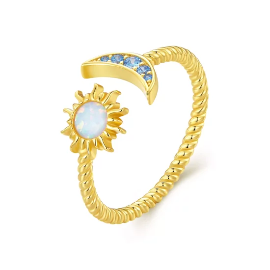(afbeelding voor) Pandora Stijl Zon, Maan en Sterren Open Ring - SCR796-B