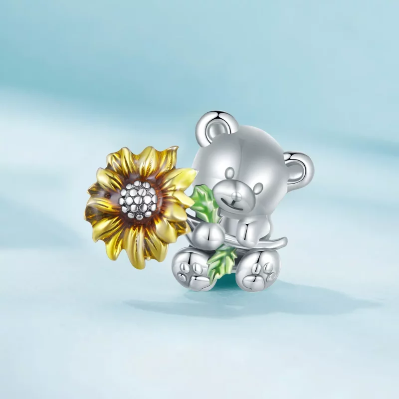 (afbeelding voor) Pandora Stijl Zonnebloem en Beer Bedel - SCC2560 - Bekijken 2
