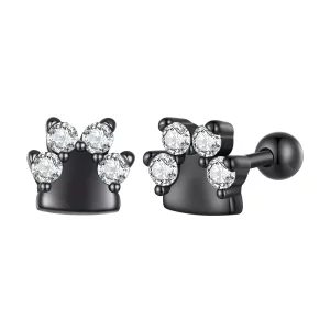 (afbeelding voor) Pandora-stijl Zwarte Hondenpootjes Studs Oorbellen - SCE1575