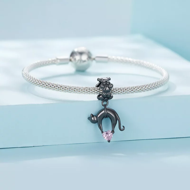 (afbeelding voor) Pandora-stijl Zwarte Kat Hanger - SCC2519 - Bekijken 3