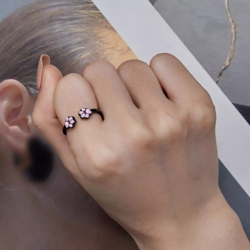 (afbeelding voor) Pandora stijl Zwarte Kat Klauw Open Ring - SCR913 - Bekijken 6