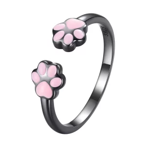 Pandora stijl Zwarte Kat Klauw Open Ring - SCR913 (afbeelding voor) Pandora stijl Zwarte Kat Klauw Open Ring - SCR913