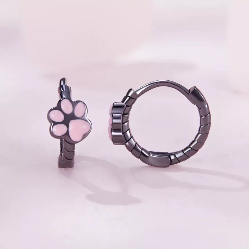 (afbeelding voor) Pandora-stijl Zwarte Kattenklauw Oorringen - SCE1576 - Bekijken 2