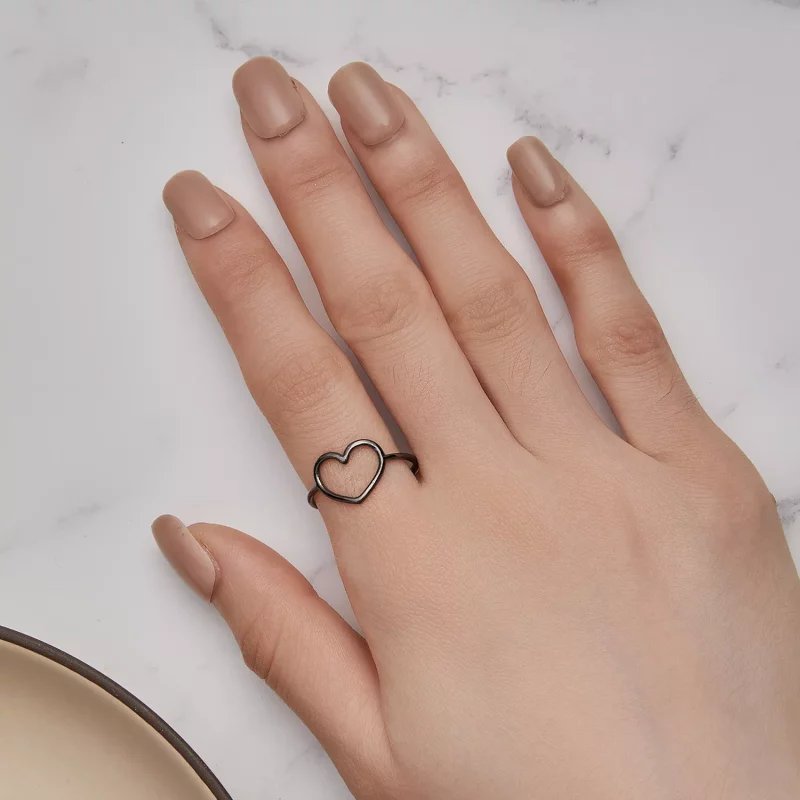 (afbeelding voor) Pandora-stijl zwarte ring in de vorm van een hart - SCR641-D - Bekijken 6