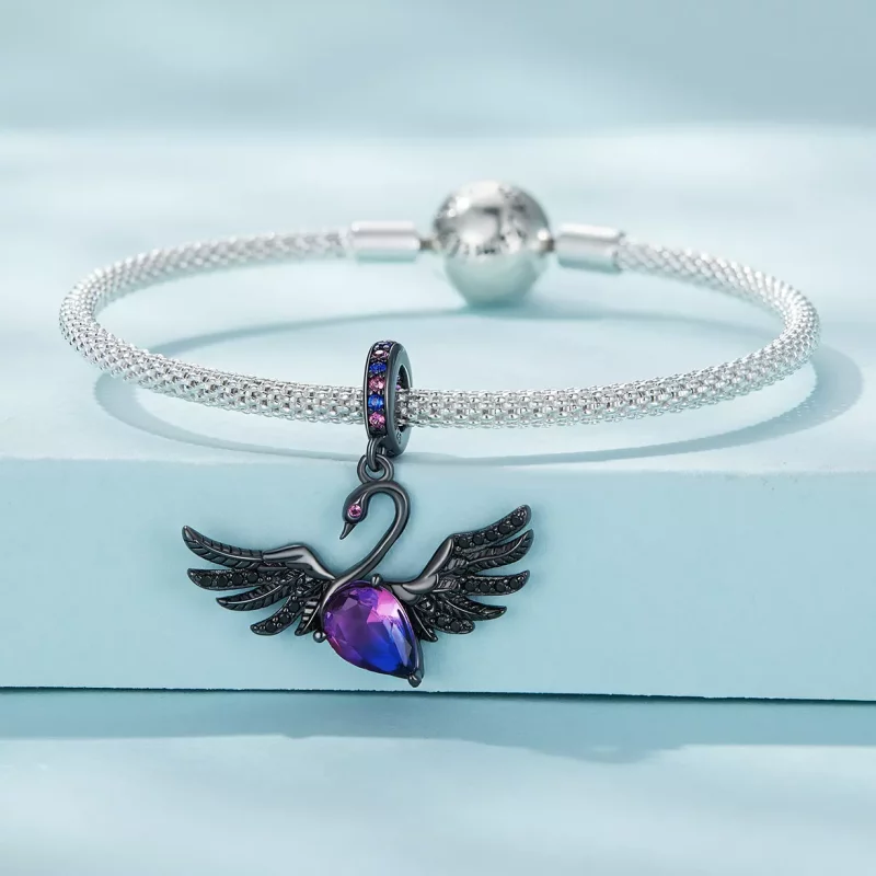 (afbeelding voor) Pandora-stijl Zwarte Zwaan Hanger - SCC2490 - Bekijken 3
