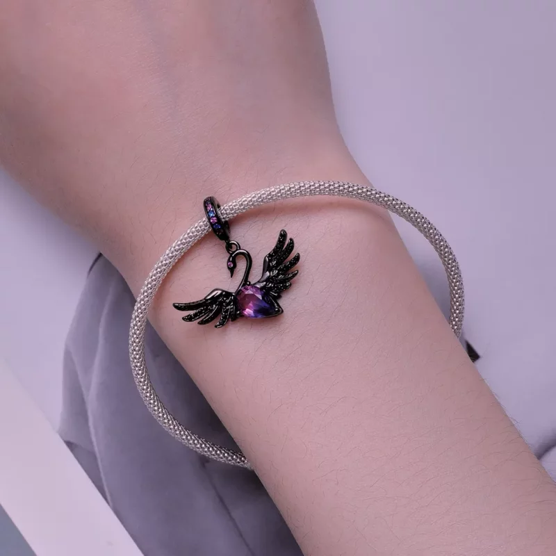 (afbeelding voor) Pandora-stijl Zwarte Zwaan Hanger - SCC2490 - Bekijken 5