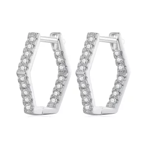 Pandora Style Zeshoekige Creool Oorbellen - BSE917 (afbeelding voor) Pandora Style Zeshoekige Creool Oorbellen - BSE917