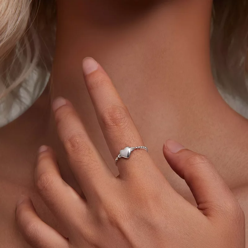 (afbeelding voor) Stijlvolle Pandora-stijl kettingring in de vorm van een hart - BSR488 - Bekijken 4