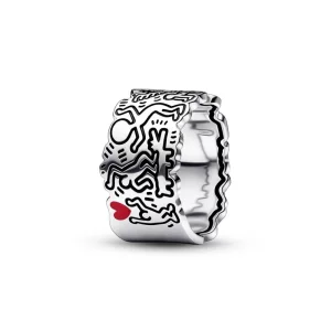Keith Haring™ x Pandora Lijnkunst Liefde & Mensen Brede Ring - 192222C01 (afbeelding voor) Keith Haring™ x Pandora Lijnkunst Liefde & Mensen Brede Ring - 192222C01