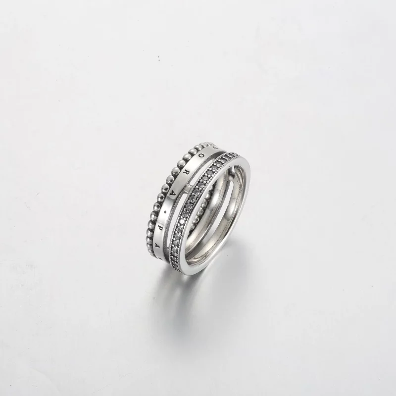 (afbeelding voor) Pandora Signature Logo Pavé & Kralen Ring - 192312C01 - Bekijken 2
