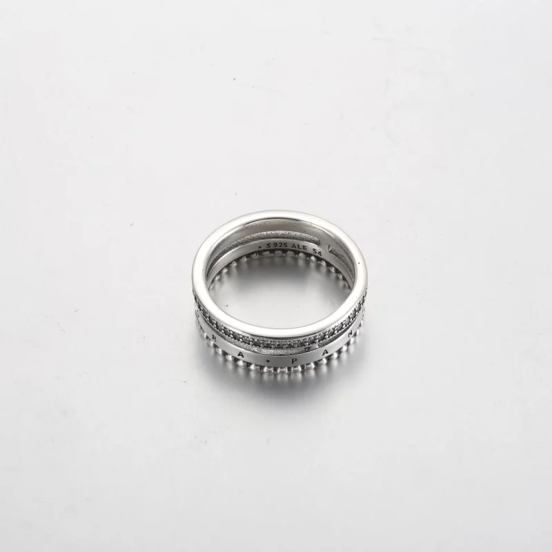 (afbeelding voor) Pandora Signature Logo Pavé & Kralen Ring - 192312C01 - Bekijken 3