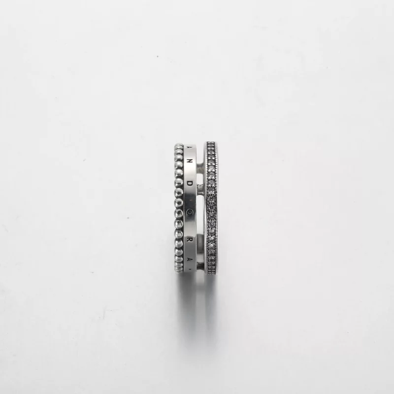 (afbeelding voor) Pandora Signature Logo Pavé & Kralen Ring - 192312C01 - Bekijken 4