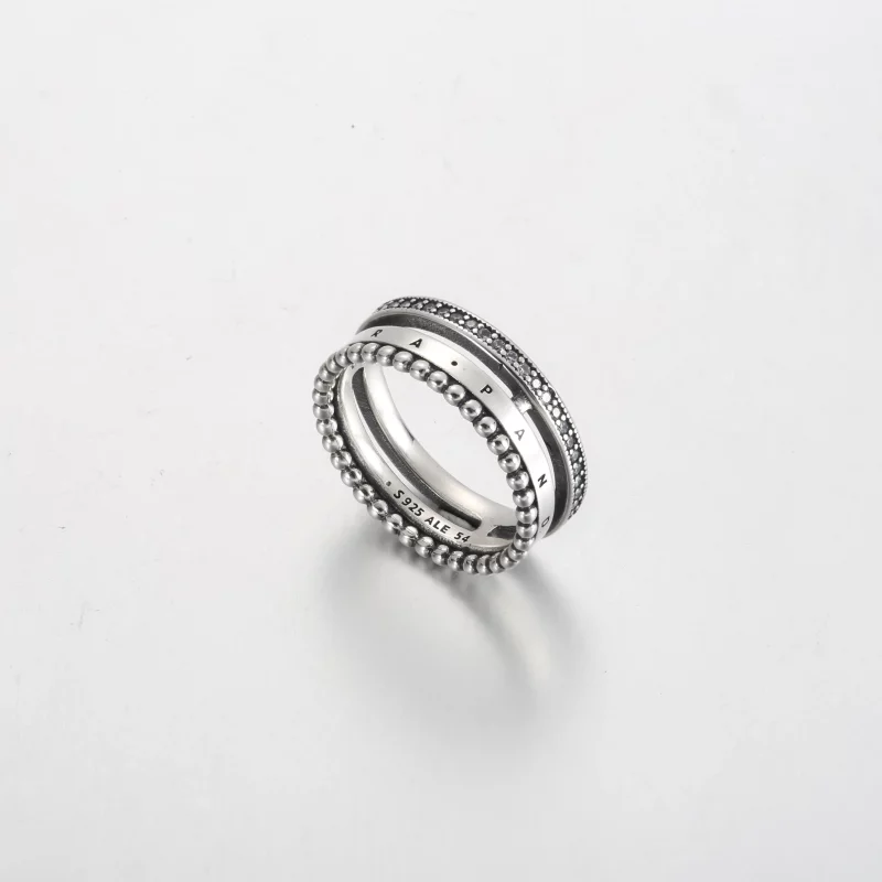 (afbeelding voor) Pandora Signature Logo Pavé & Kralen Ring - 192312C01 - Bekijken 5