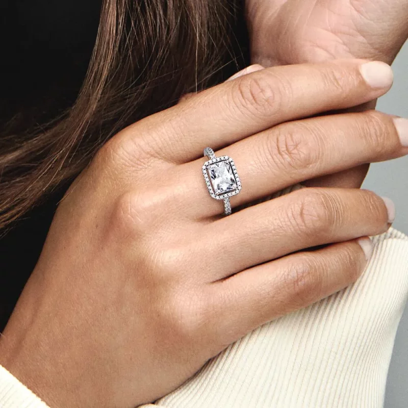 (afbeelding voor) Pandora Rechthoekige Sparkling Halo Ring - 192391C01 - Bekijken 6