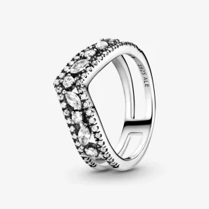 Pandora Sparkling Marquise Double Wishbone Ring - 199095C01 (afbeelding voor) Pandora Sparkling Marquise Double Wishbone Ring - 199095C01
