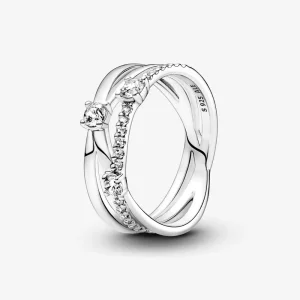 Pandora Sparkling Triple Band Ring - 199400C01 (afbeelding voor) Pandora Sparkling Triple Band Ring - 199400C01