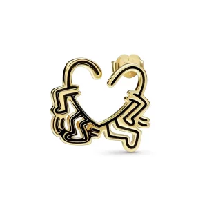 Keith Haring™ x Pandora Walking Heart Stud Oorbel - 262221C01 (afbeelding voor) Keith Haring™ x Pandora Walking Heart Stud Oorbel - 262221C01