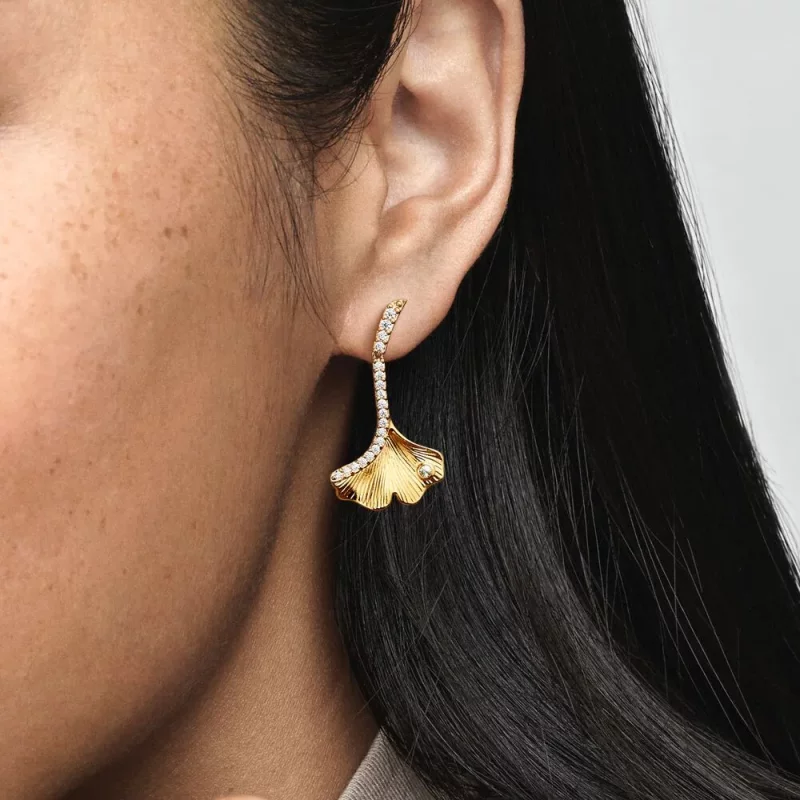 (afbeelding voor) Pandora Ginkgo 14k vergulde hangoordopjes - 262440C01 - Bekijken 6