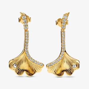 Pandora Ginkgo 14k vergulde hangoordopjes - 262440C01 (afbeelding voor) Pandora Ginkgo 14k vergulde hangoordopjes - 262440C01