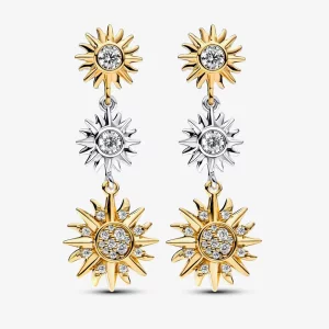 (afbeelding voor) Pandora Sun sterling zilver en 14k goud gecoatte oorhangers - 262843C01
