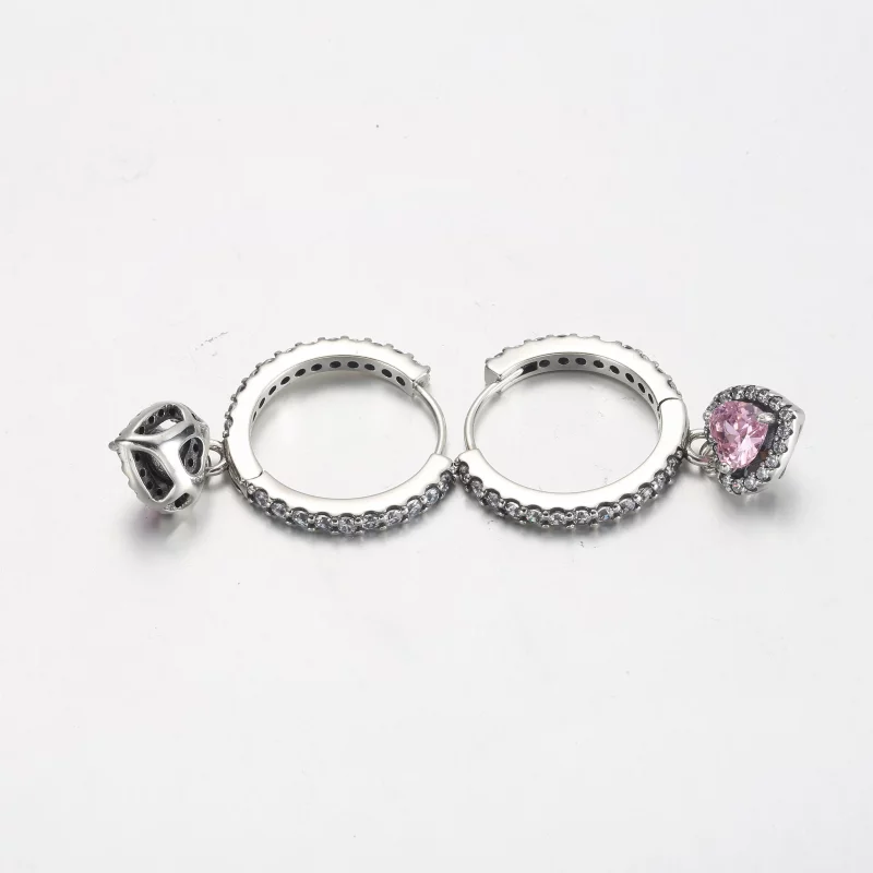 (afbeelding voor) Pandora Sparkling Halo Heart Oorbellen - 291445C01 - Bekijken 3