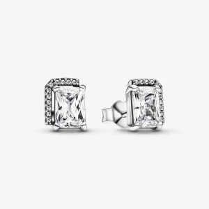 Pandora Rechthoekige Sparkling Halo Stekeloorbellen - 292380C01 (afbeelding voor) Pandora Rechthoekige Sparkling Halo Stekeloorbellen - 292380C01
