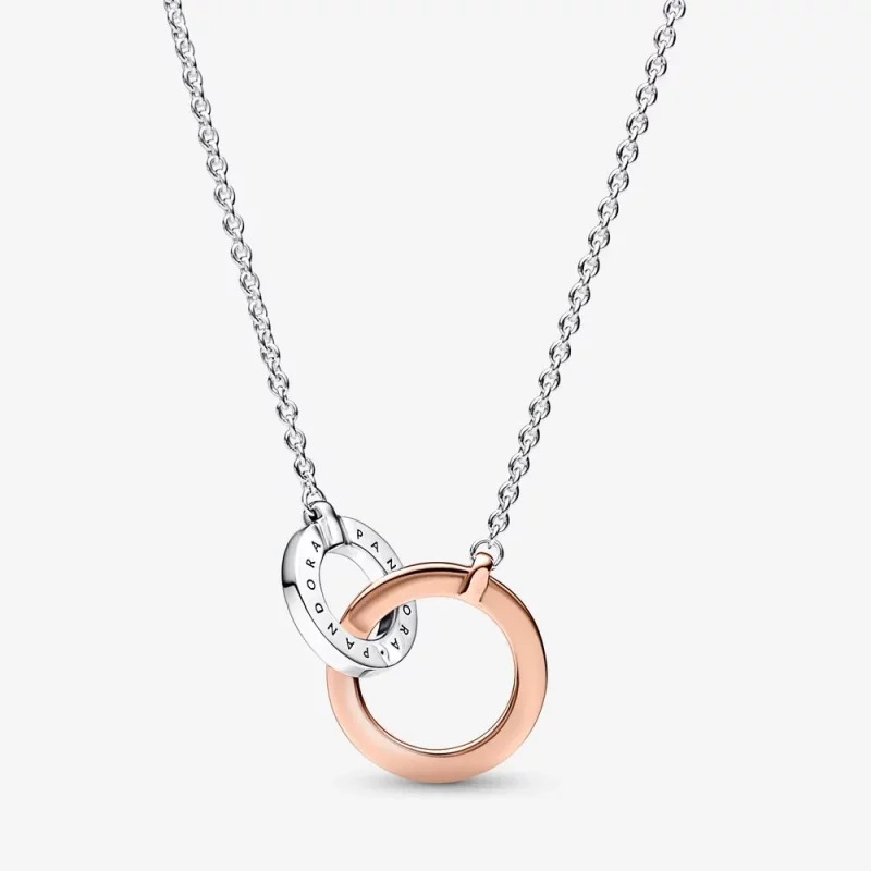 (afbeelding voor) Pandora Signature Tweekleurige Verstrengelde Cirkels Ketting - 382778C01 - Bekijken 2