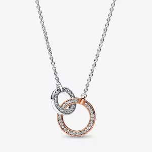 Pandora Signature Tweekleurige Verstrengelde Cirkels Ketting - 382778C01 (afbeelding voor) Pandora Signature Tweekleurige Verstrengelde Cirkels Ketting - 382778C01