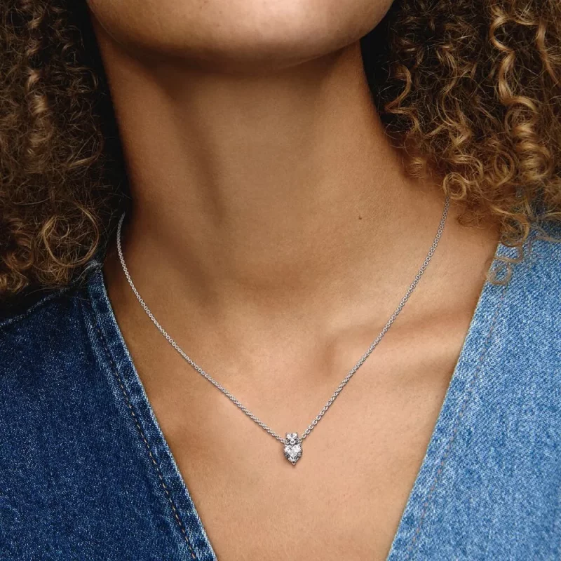 (afbeelding voor) Pandora Double Heart Pendant Sparkling Collier Ketting - 391229C01 - Bekijken 6