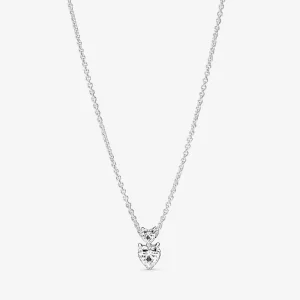 Pandora Double Heart Pendant Sparkling Collier Ketting - 391229C01 (afbeelding voor) Pandora Double Heart Pendant Sparkling Collier Ketting - 391229C01