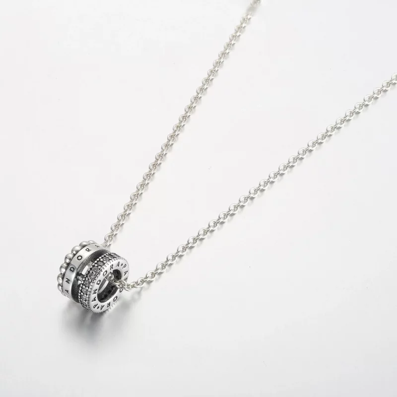 (afbeelding voor) Pandora Signature Logo Pavé & Kralen Hanger & Ketting - 392311C01 - Bekijken 2