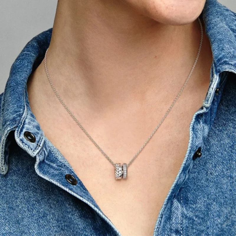 (afbeelding voor) Pandora Signature Logo Pavé & Kralen Hanger & Ketting - 392311C01 - Bekijken 5