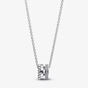 Pandora Signature Logo Pavé & Kralen Hanger & Ketting - 392311C01 (afbeelding voor) Pandora Signature Logo Pavé & Kralen Hanger & Ketting - 392311C01