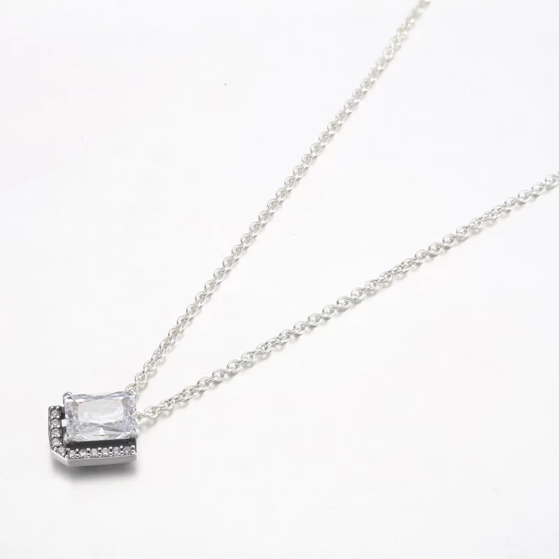 (afbeelding voor) Pandora Rechthoekige Sparkling Halo Collier Ketting - 392388C01 - Bekijken 2